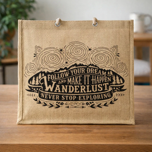 Bolsa de Yute con Asas de Cuerda y Logotipo Personalizado al por Mayor |   Bolsas de Embalaje Ecológicas Reutilizables para Compras, Regalos Promocionales - Product Image 1