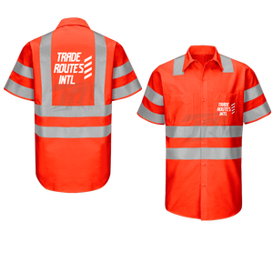 Ensemble de vêtements de travail de sécurité réfléchissants de haute qualité de marque personnalisée pour les travailleurs de la construction industrielle Boutonnée en polyester - Product Image 4