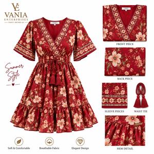 1 MOQ Envío Directo Maxi Vestido de Cintura Natural en Chifón Estilo Hawaiano Tropical Diseño Personalizado Casual Elegante Ecológico Invierno Verano - Product Image 3