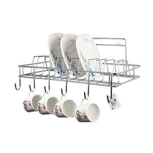 Soporte de pared para tazas y platillos con bandeja de goteo y diseño que ahorra espacio - Product Image 5