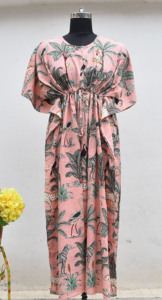 Ropa de dormir de algodón puro para mujer Kaftan de verano transpirable con patrón de Navidad para festivales y descanso - Product Image 2