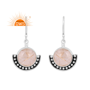 ต่างหูแบบห้อยอัญมณีสีเงินสเตอร์ลิงสีทองธรรมชาติทำด้วยมือ925สำหรับสุภาพสตรี - Product Image 1