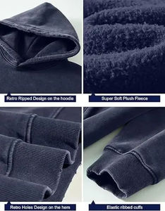 เสื้อฮู้ดแขนยาวผ้าคอตตอนโอเวอร์ไซส์สำหรับผู้ชายเสื้อฮู้ดทรงบ็อกซี่ทรงหลวมไหล่ดรอป500 GSM ดีไซน์ใหม่ - Product Image 4