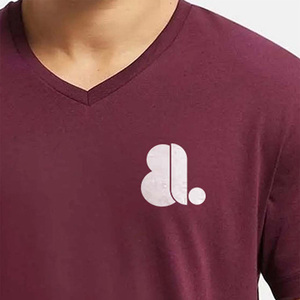 Nouveau T-shirt à col en V, couleur unie, manches courtes, vente en gros, T-shirts à col en V pour hommes, manches courtes, 100% coton, vierge - Product Image 4