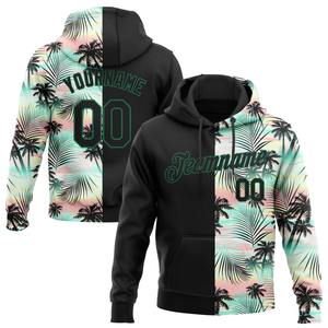 Venta al por mayor y Dropship cosido personalizado negro negro-Kelly verde 3D diseño hojas de palma tropical deportes pulóver Sudadera con capucha - Product Image 1