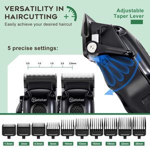 Kit de Barbería Profesional Inalámbrico Recargable para Hombres, Cortapelos con Guías de Corte y Enchufe Estadounidense, para Recortar y Peinar la Barba - Product Image 6