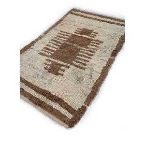 Tapis en laine noué à la main Zuri beige et marron, motif géométrique abstrait, pour salon, entrée, couloir, style puzzle rectangulaire - Product Image 2