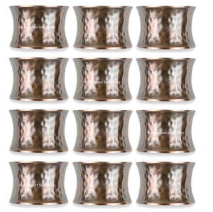 Nouveau Style côté perlé bordure métal argent ronds de serviette pour la maison fêtes de mariage dîner Table décor porte-serviettes - Product Image 4