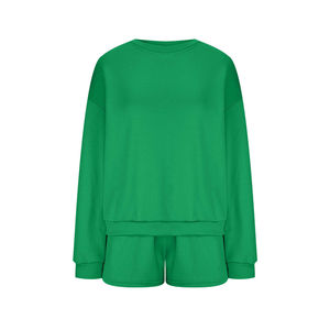 Conjuntos de mujer de alta calidad, Material de algodón 100%, ropa de calle ligera de secado rápido, conjunto de 2 piezas, sudadera con logotipo personalizado para mujer, pantalones cortos - Product Image 5