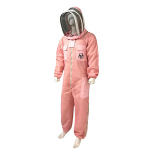 Beekeeping Three Layer <b>Mesh</b> Ultra Ventilated Round Veil Suit in pink Color (Free <b>Gloves</b>) - Product Image 3