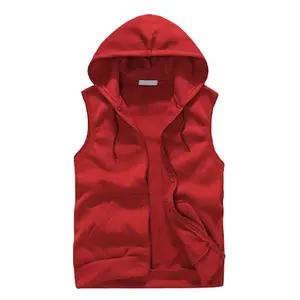 <b>Men's</b> hoodies & sweatshirts Zipper-up custom <b>sleeveless</b> cotton 100% boys manufacturing company hoodies full custom <b>hoodie</b> <b>men</b> - Product Image 1