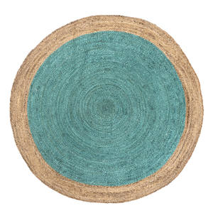 Tapis rond en jute bleu naturel, tapis et ensembles pour salon, chambre à coucher, chambre d'amis - Product Image 1