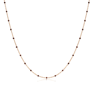 Collar de Cadena Chapado en Oro con Diseño de Esmalte Color Marrón, Joyería Turca Hecha a Mano al por Mayor en Plata de Ley 925 - Product Image 5