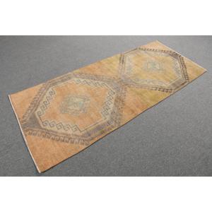 Turkish Rug, 2.9x7 ft Accent Vintage Rug, <b>Yellow</b> Gray Abstract Rug - Product Image 4