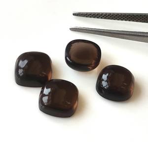 Vente en gros de cabochon coussin en quartz fumé naturel 4mm-40mm dos plat en vrac pierre précieuse marron fabrication de bijoux jeu de couleur - Product Image 4