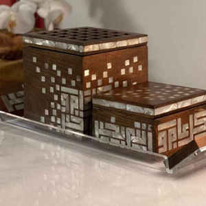 Juego de incrustaciones de nácar y madera <span class=keywords><strong>Bakhoor</strong></span> con bandeja quemador de incienso y caja al mejor precio de Royal Artisans - Product Image 4