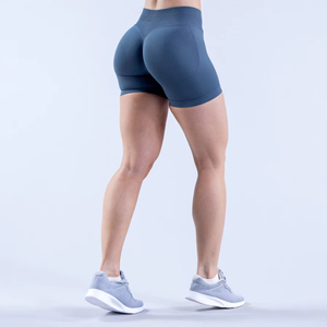 Short de sport haute sans couture pour femmes en gros grande taille Scrunch Butt Yoga pantalon respirant Biker Shorts Logo élastique lavé - Product Image 3