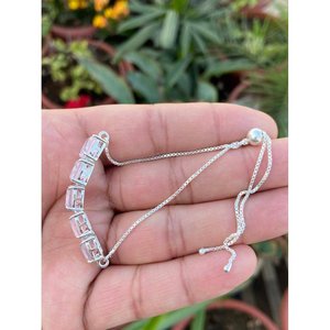 925 Silver Rose Quartz Crystal <b>Bracelet</b> Elegant Bangle with Luxurious <b>Gemstone</b> - Product Image 3