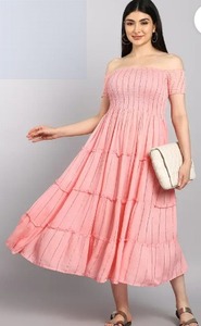 เดรสผ้าฝ้ายอินเดียทำด้วยมือสำหรับผู้หญิงชุดเดรสผ้าฝ้ายสไตล์อินเทรนด์พิมพ์ลายดอกไม้ฤดูร้อนและงานปาร์ตี้ซักได้สำหรับใช้งานกลางแจ้งทุกวัน - Product Image 3