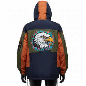 Chaqueta cortavientos para mujer 180GSM Nylon Poliéster Panel multicolor Estampado Logotipo personalizado Parche de transferencia de calor Chaqueta de diseño para mujer - Product Image 2