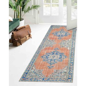 Blue Turkish Style <b>Rug</b>: Anti-Slip <b>Boho</b> Area Carpet,Nonwoven Soft <b>Rug</b> - Product Image 4