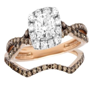 Two Tone Brown Moissanite Diamond Style Engagement <b>Ring</b> <b>Set</b> With Iced Out Hip Hop Jewelry In S925 Sterling <b>Silver</b> <b>Ring</b> or Women - Product Image 4