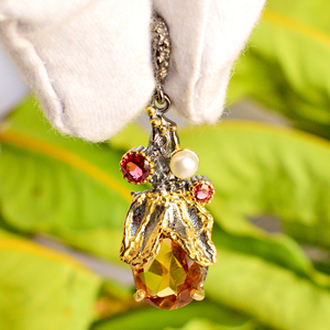 Plata de Ley 925, venta al por mayor, colgantes de piedras preciosas, granate citrino y colgantes de perlas, colgante de piedra natal suelta facetada, joyería - Product Image 5