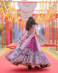 Navratri spécial beurre soie imprimé numérique avec un vrai travail de miroir Lehenga & Choli avec travail de miroir et travail à la main dentelle Dupatta - Product Image 4