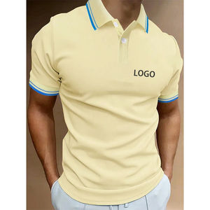 Jersey de manga corta ajustado para hombre, tejido suave para Polo, logotipo bordado, botones ligeros, cuello de Jersey de golf, logotipo - Product Image 1