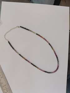 AAA Natural Multi <b>Tourmaline</b> Faceted Gemstone Beads <b>Necklace</b> 3-4mm 18 Inch Handmade Jewelry Gift For Her Women - Product Image 2