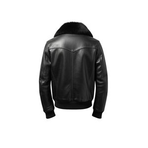Blouson d'hiver vintage en cuir et fourrure pour homme, style motard rétro, logo frontal, pour les clients de gros et d'exportation - Product Image 6