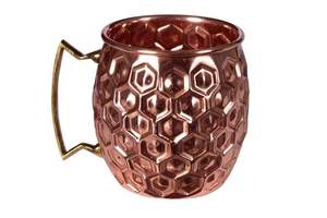 Modern Barware Set with Antique Silver Etched Design <b>Enamel</b> Matt Finished Copper <b>Mug</b> Brass Handle for Parties Made Durable Metal - Product Image 2