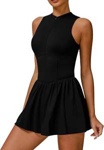 Robe de tennis 2 en 1 pour femme avec short intégré Robe d'entraînement élastique respirante pour vêtements de sport athlétiques de fitness - Product Image 4