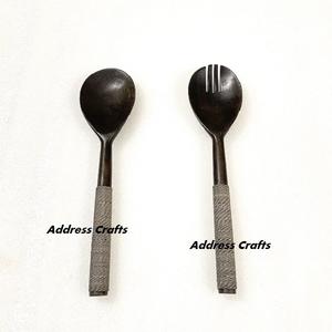 Ensaladera de Madera de Acacia Estilo Americano con Mango de Mimbre Tejido a Mano, Utensilio de Cocina Ecológico de Color Natural - Product Image 3