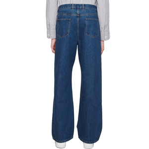 Jeans droits mi-lourds bleu foncé pour homme, coupe taille haute, coupe droite, coupe-vent, respirant, grande taille, séchage rapide, fermeture éclair, tissu enduit - Product Image 3