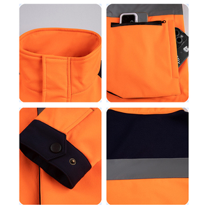 Ensemble veste et pantalon réfléchissant jaune fluorescent revêtement PU rembourré en coton coupe-vent thermique pour vêtements de travail de construction - Product Image 3