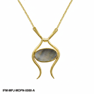 สร้อยคอทองประดับมุกเปลือกหอยสีรุ้ง ดีไซน์โดดเด่น งานฝีมือประณีต ของขวัญสำหรับเธอ - Product Image 4