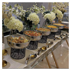 Superior ที่วางอาหารจานอุ่นอาหารที่แขวนที่หรูหราสแตนเลสทรงกลมอุปกรณ์จัดเลี้ยงในโรงแรมงานแต่งงานงานเลี้ยงร้านอาหาร - Product Image 4