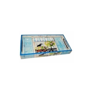 Plateau imprimé en bois pour utilisation de table à la maison d'hôtel taille personnalisée artisanat fait à la main plateau imprimé de service de nourriture produit le plus vendu - Product Image 3