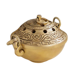 Quemador de Incienso de Latón Puro de Alta Calidad con Grabado y Acabado Pulido, Quemador de Lobán Tradicional de Latón Vintage para Decoración del Hogar - Product Image 3
