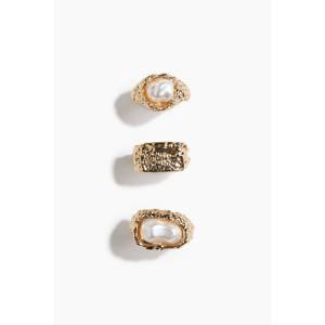 Juego de 3 Anillos Elegantes de Cobre con Baño de Oro de 18K y Oro Rosa, con Engaste de Bisel, Joyería de Regalo - Product Image 1