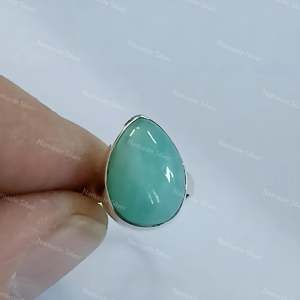 Bague Statement pour Femme en Argent Sterling 925 avec Amazonite Naturelle Faite à la Main, Style Bohème, Pierre Précieuse en Forme de Poire, Cadeau pour Elle - Product Image 1