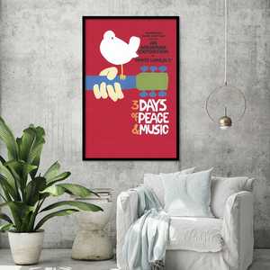Póster de Woodstock de estilo moderno, 3 días de paz y música, arte de pared en lienzo - Product Image 2