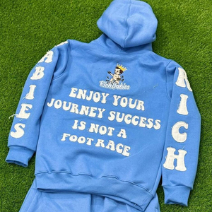 เสื้อกันหนาวมีฮู้ดแบบสวมศีรษะของผู้ชายเสื้อครอปโอเวอร์ไซส์ผ้าคอตตอนปักลาย100% โอเวอร์ไซส์ - Product Image 4