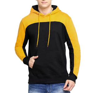Yellow & <b>Black</b> Color <b>Men</b> New Design <b>Hoodies</b> Autumn <b>Men</b> Fashion Simple Top Solid Color Casual Cotton Blended <b>Hoodies</b> <b>Men</b> - Product Image 1