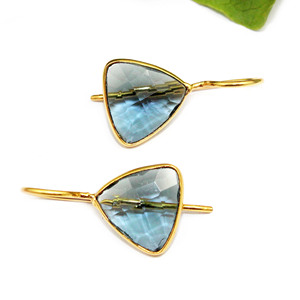 Belle tendance Checker Cut 24k Plaqué Or Trillion Forme Péridot Hydro Quartz Boucle D'oreille 24k Or Lunette En Gros pour les Femmes - Product Image 1