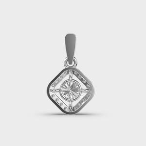 จี้เพชรทรงกลมแบบเฮโลทรงสี่เหลี่ยมในทอง 14K สีเหลือง/ขาวและโรสโกลด์ - Product Image 4