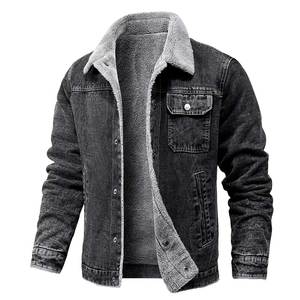 Best Quality Design Canvas Stand Collar <b>Fur</b> <b>Lined</b> Reversible Waterproof Custom Casual Winter Men Jeans <b>Jacket</b> - Product Image 1