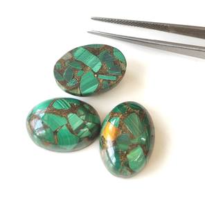 หินอัญมณีสีเขียวรูปวงรีทำจากทองแดงมรกตขนาด3x5mm-20x30mm แบนราบสำหรับเครื่องประดับธรรมชาติ - Product Image 2