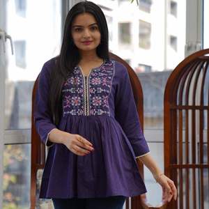 Premium Cotton Short <b>Top</b> for Ladies Lightweight Summer Comfort Ethnic Clothing <b>Indian</b> Pakistani Maruti Fashion MF334 Digital - Product Image 3